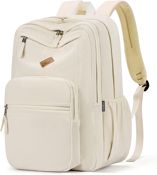 ZORFIN 26L Backpack for College, and Travel: Corduroy Bookbag - Vintage Lace