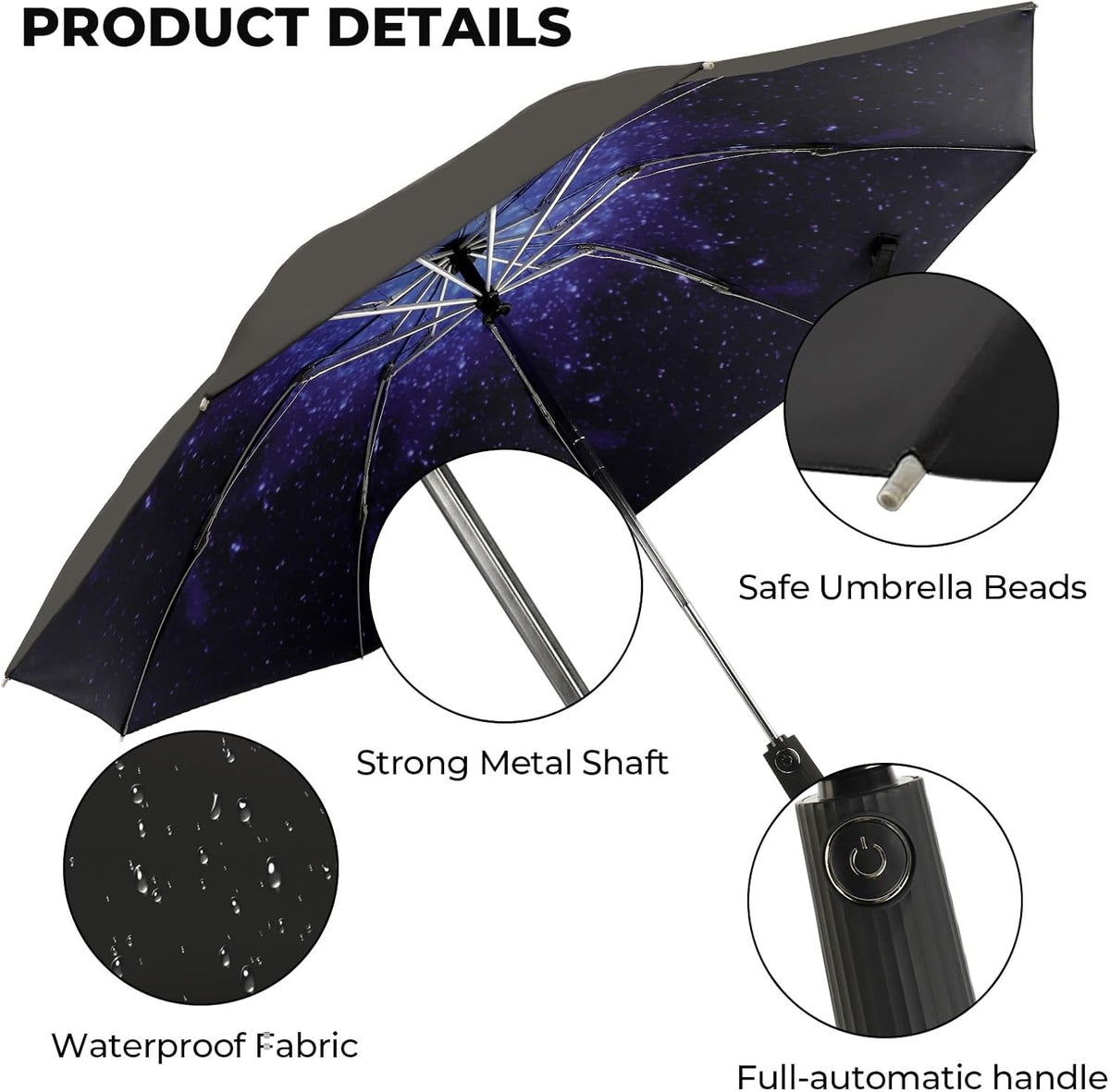 Compact Inverted Travel Umbrella, Automatic Open Close, 9-Rib 46 Inch Windproof Umbrella, Waterproof UPF 50+, Portable Umbrellas for Men, Women, Travel, and Daily Use