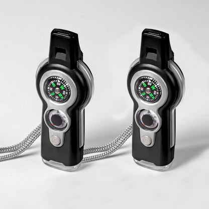 Emergency Survival Function Whistle, Outdoor Multifunctional Tool Safety Whistle with Lanyard, Ideal for Kayaking, Boating, Hiking, Camping, Climbing, Hunting, Fishing, Rescue Signaling