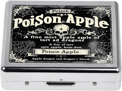 Cute and Stylish Metal Pill Box - Compact Portable Pill Organizer with 8 Compartments, Food-Grade Divider, Ideal for Travel, Vitamins, Jewelry, Cosmetics (Poison Apple Alchemy)