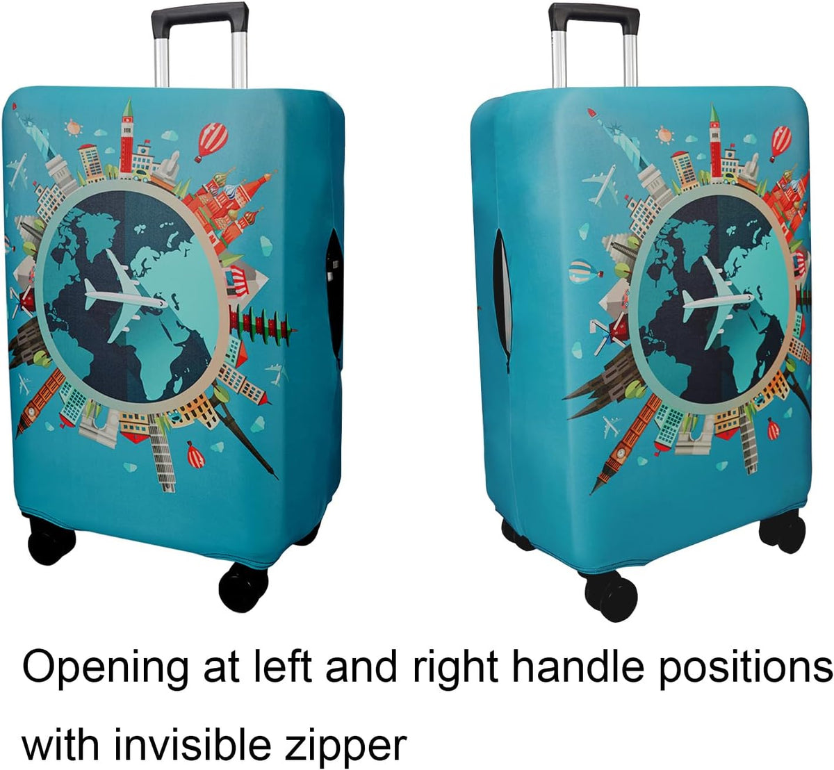 WUJIAONIAO Travel Luggage Cover Baggage Suitcase Cover Protector Skins 18-32 Inch (A15 Go Travel, S (for 18-20 inch luggage))