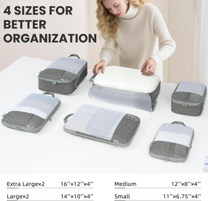 8 Set/6 Set/4 Set Compression Packing Cubes for Travel, Lightweight Vacation Travel Essentials, Travel Accessories for Suitcase Organizer Bags Set, Durable Luggage Organizer