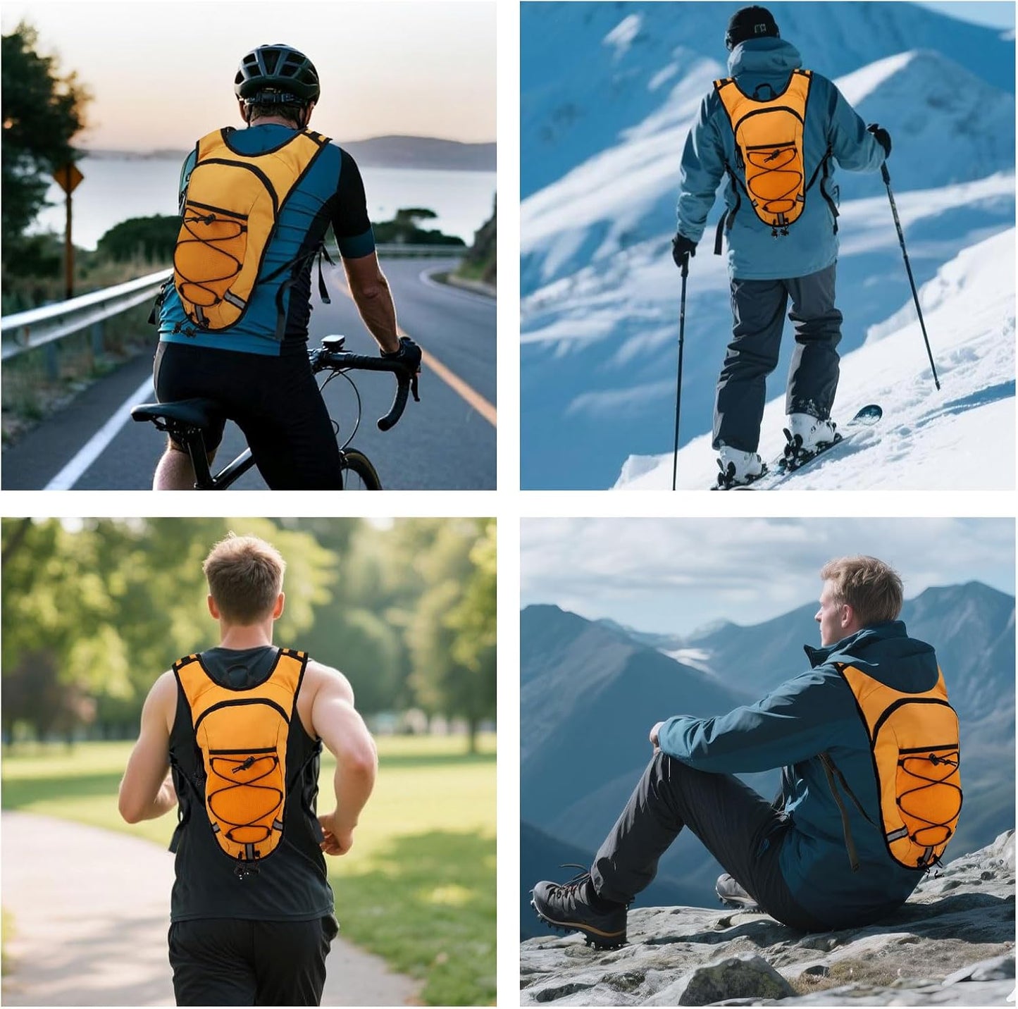 Lightweight Hydration Backpack 2L Water Bladder Pack for Running, Cycling, Hiking – Anti-Theft Water Backpack with Phone Holder, Trekking Pole Holder & Reflective Strips for Men & Women