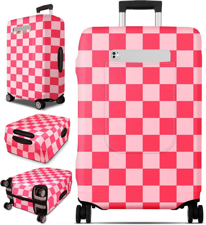 Slohif Luggage Cover for Suitcase Tsa Approved Protector - Luggage Sleeve Large Suit Case Cover Travel Stretch Baggage Case Protective Washable Fit 28-30 Inch Checkered L