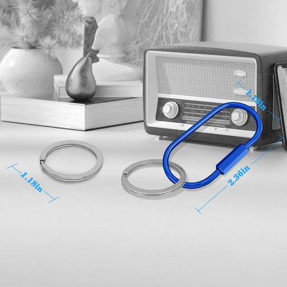 Key Chain, Brass Key Rings 2 Pack Screw Lock Key Organizer with 4 Rings Carabiner Keychain Clip for Men and Women