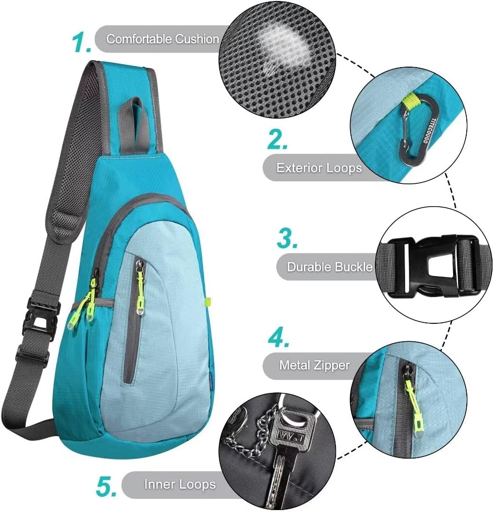 TITECOUGO Small Sling Bag, Lightweight Crossbody Backpack for Men Women, Shoulder Bag for Sports and Outdoor