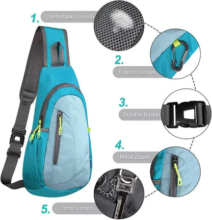 TITECOUGO Small Sling Bag, Lightweight Crossbody Backpack for Men Women, Shoulder Bag for Sports and Outdoor