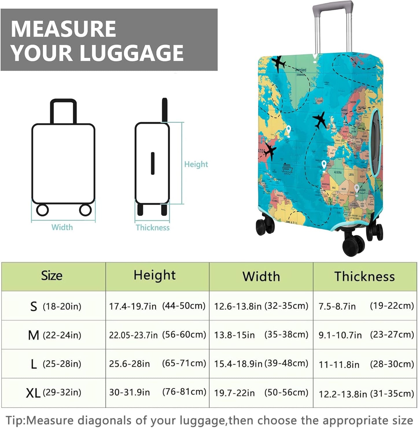 Travel Luggage Cover Suitcase Protector Fits 18-32 Inch Wheel Covers PatternedTravel Related Items Flower Luggage Protector Elastic S