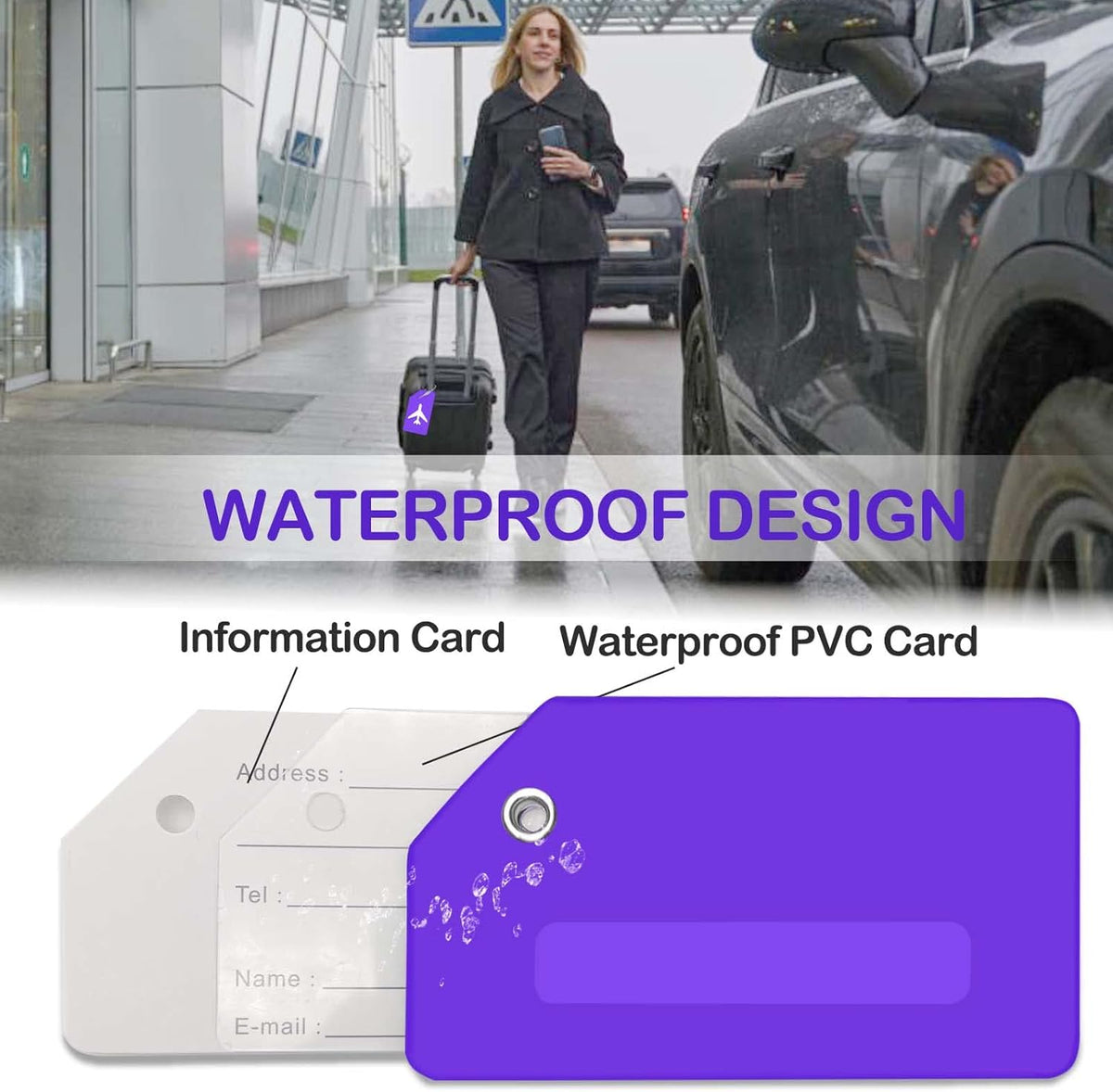 Luggage Tags for Suitcases, Quickly Spot 8Pcs Luggage Identifier Tags, Travel Essentials Accessories Name Tags for Backpacks, Suitcases, Travel Bags, Baggage, Cruise - Flexible Silicone (Purple)