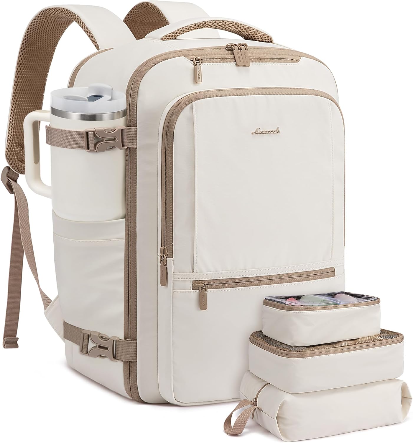 LOVEVOOK Travel Backpack for Women & Men, 50L Large Carry On Backpack Airline Approved, TSA Personal Item Weekender Bag, Water Resistant Laptop Backpacks with 3 Packing Cubes for Travel Essentials