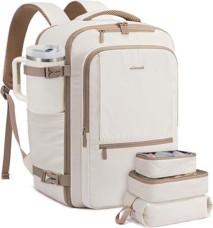 LOVEVOOK Travel Backpack for Women & Men, 50L Large Carry On Backpack Airline Approved, TSA Personal Item Weekender Bag, Water Resistant Laptop Backpacks with 3 Packing Cubes for Travel Essentials