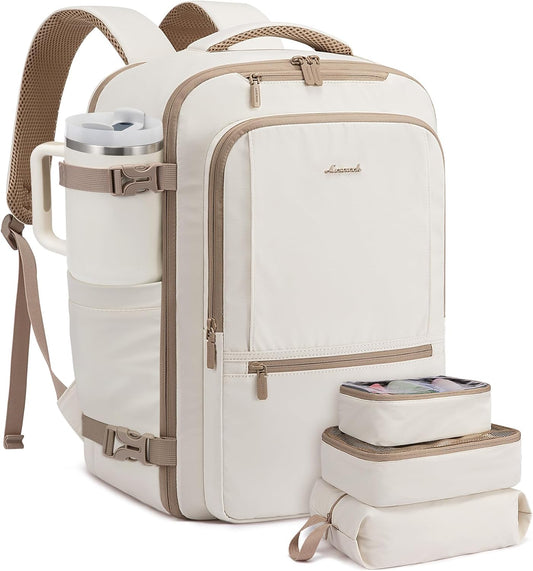 LOVEVOOK Travel Backpack for Women & Men, 50L Large Carry On Backpack Airline Approved, TSA Personal Item Weekender Bag, Water Resistant Laptop Backpacks with 3 Packing Cubes for Travel Essentials