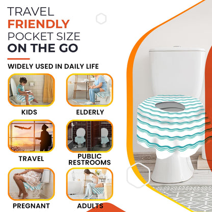 20 Extra Large Toilet Seat Covers Disposable for Kids & Adults-Toilet Covers Disposable for Travel-Toddler Toilet Seat Cover Liners for Potty Training-Individually Wrapped-Waterproof (Green)