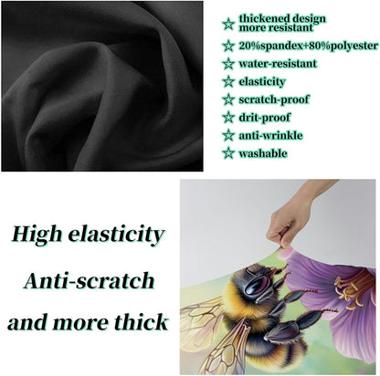 Luggage Cover + Tag, Bee Purple Flowers Travel Suitcase Cover for 18-20 inch Luggage (S) with Concealed Zipper, Washable Elastic Cloth, Dustproof, Anti-Scratch