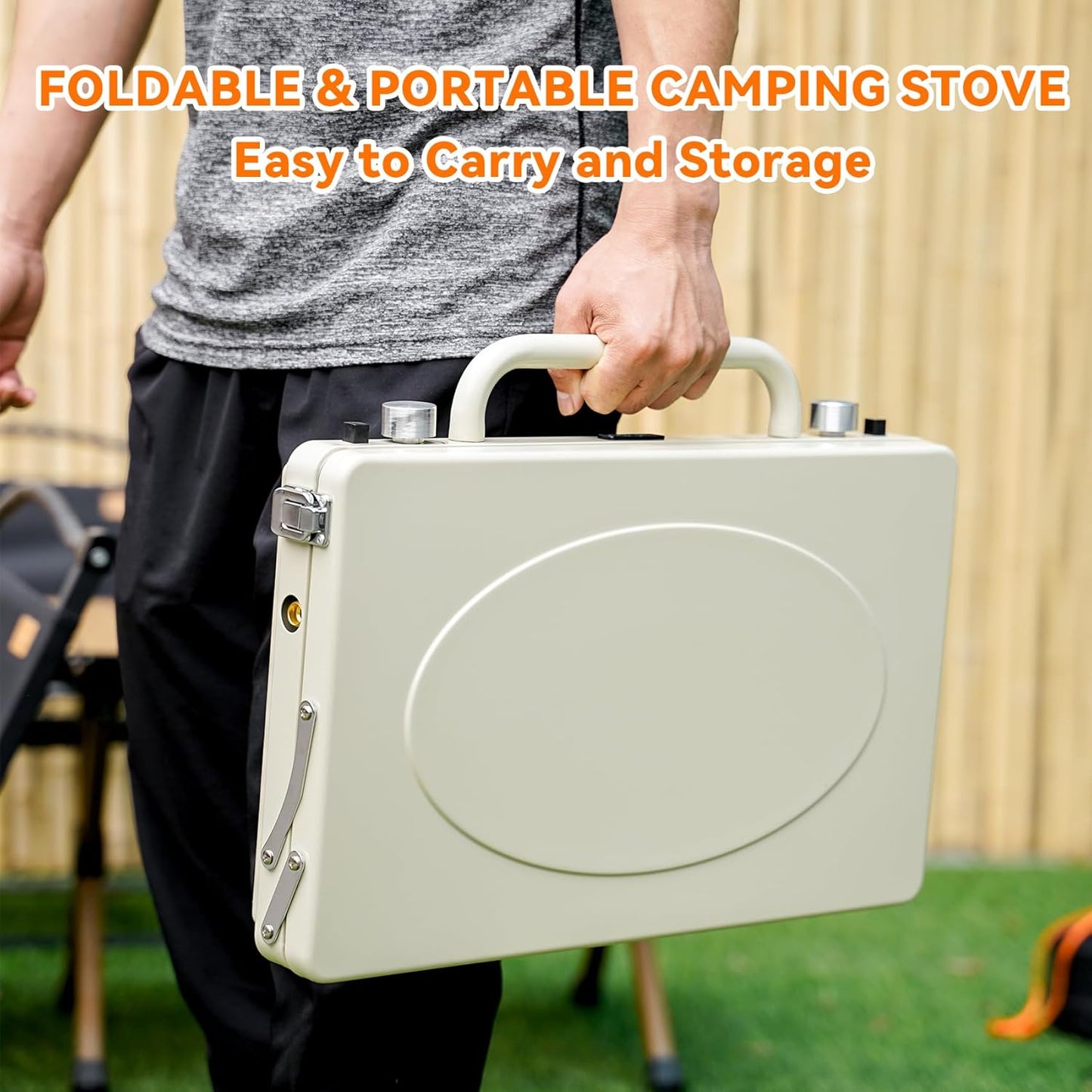 ONLYFIRE OUTDOOR LIVING Portable Camping stove 2-Burner, Propane Gas Stove with Foldable Legs, Camp Stove for Camping, Patio, Backyard, Picnic, Tailgating, RV, BBQ, GS331 Off-white