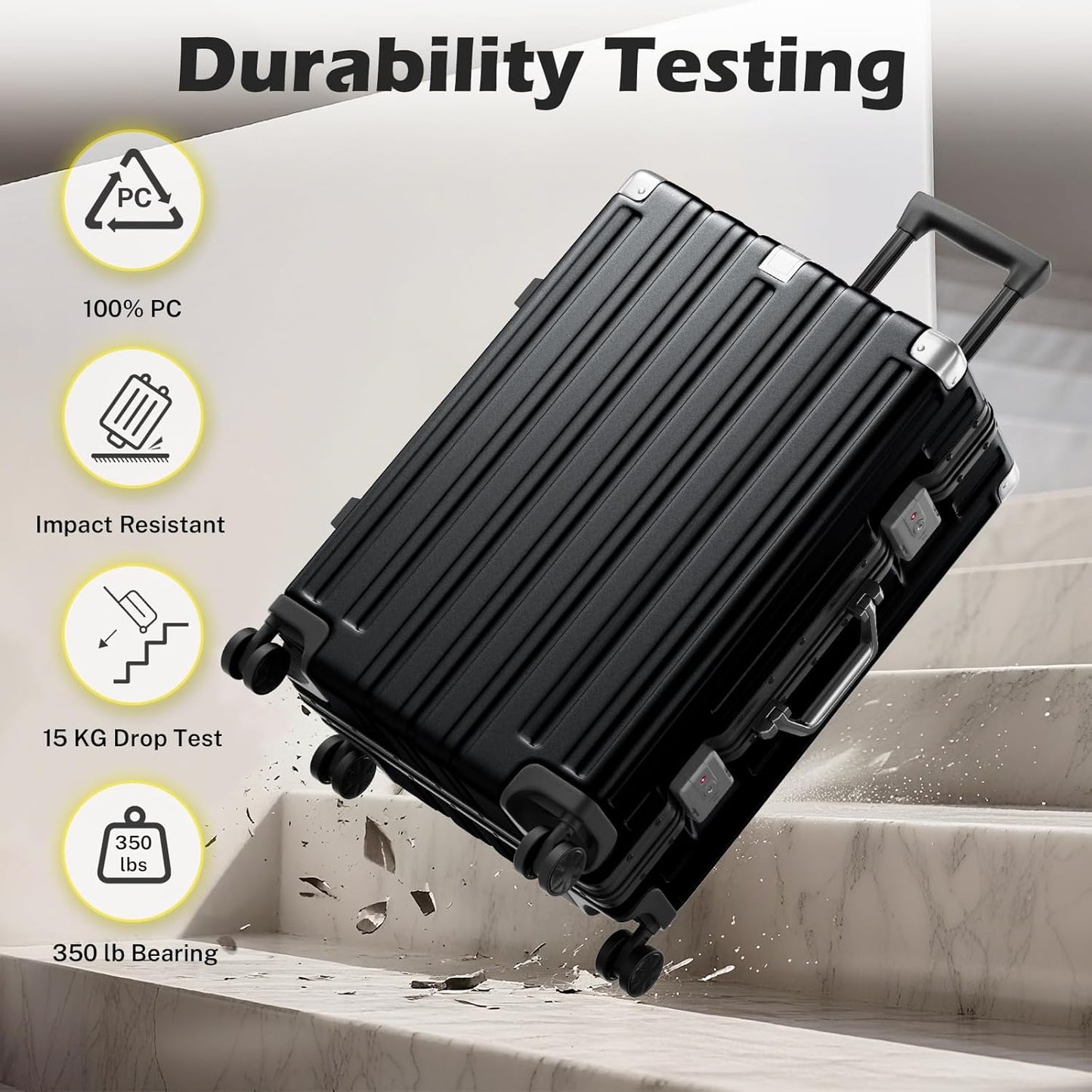 Krute Aluminum Frame Carry On Luggage 20 Inch Zipperless Luggages USB Charger Hardside PC Suitcase With Spinner Wheels Airline Approved Hard Shell Suitcases with TSA Lock (1 Piece)