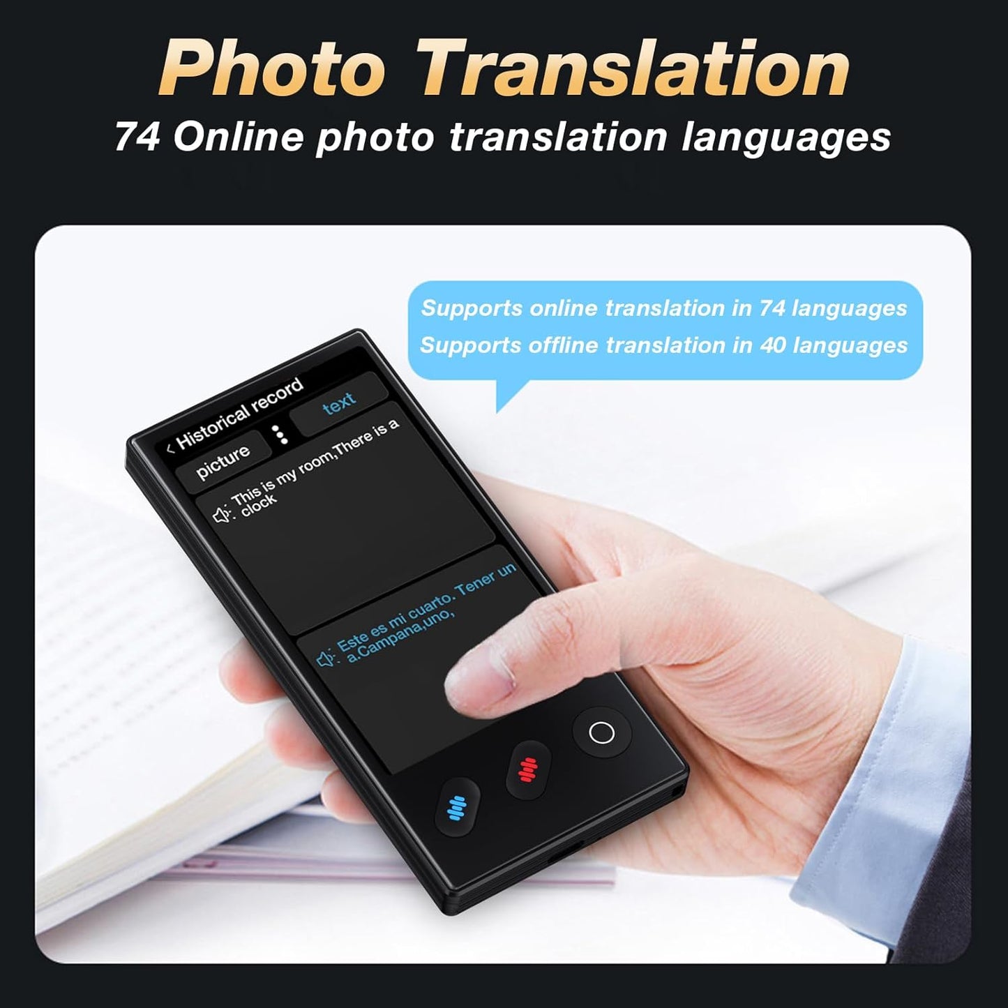 Language Translator Device 2025, AI & ChatGPT & No WiFi Needed, Real-Time Two Way Voice/Photo Translation, 148+ Languages Offline/Online, Portable for Business, Learning & Global Travel