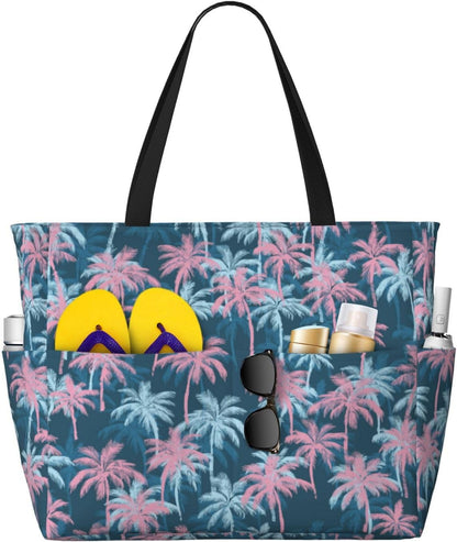 Beach Bag for Women Beach Tote Bag Waterproof Sandproof Large Bags with Zipper Big Capacity for Vacation Travel