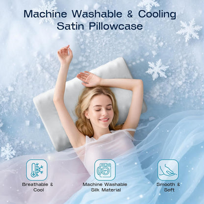 Memory Foam Pillows for Sleeping - Cervical Neck Ergonomic Pillow, Orthopedic Pillow for Neck and Shoulder Pain, Adjustable Cooling Contour Pillow (Grey, Queen)