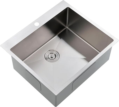 Comllen 25 x 22 Inch Drop In Kitchen Sink, Brushed Nickel Topmount 16 Gauge - Image 2