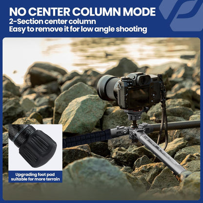 Fotopro Carbon Fiber Tripod 1.7lbs Ultralight 62 Inch Portable Compact Travel Tripod for Camera DSLR Load up to 22lbs X-Aircross 3 Lite Grey