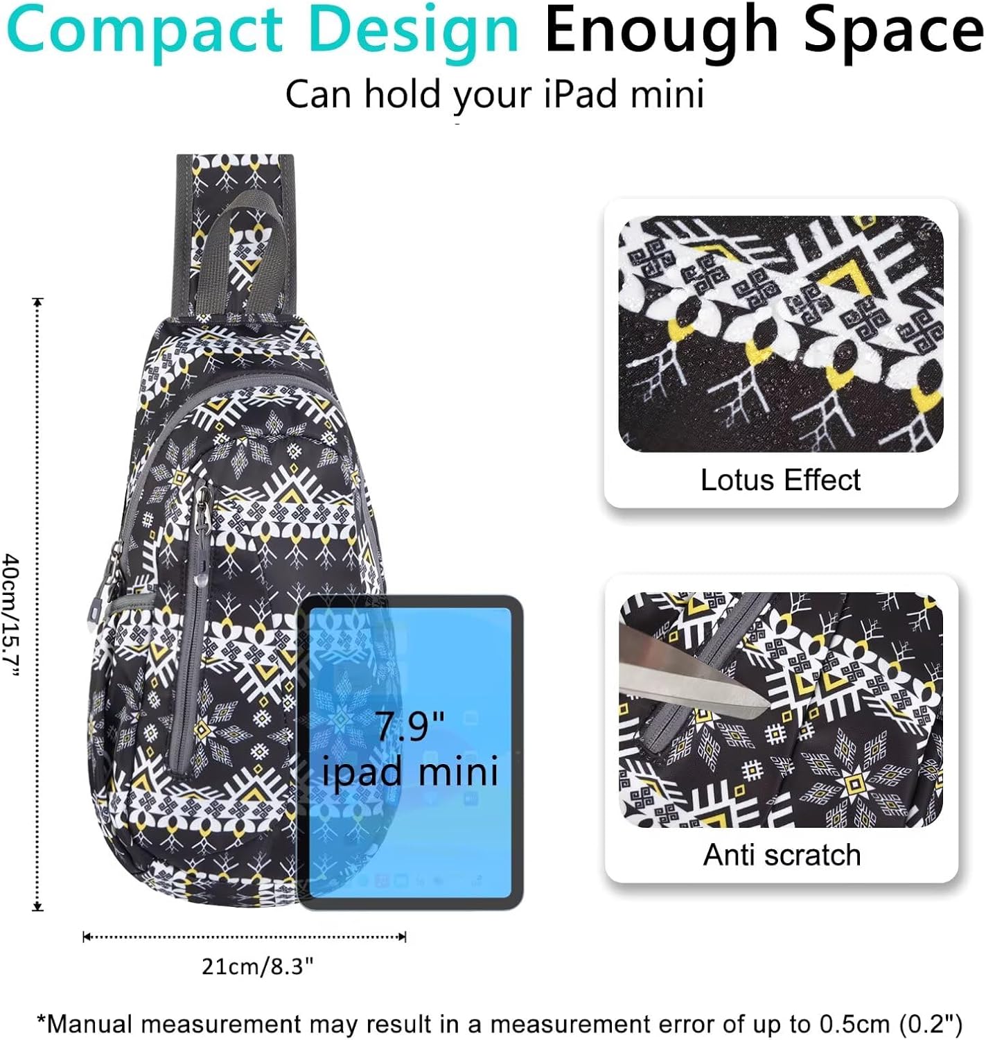 TITECOUGO Small Sling Bag, Lightweight Crossbody Backpack for Men Women, Shoulder Bag for Sports and Outdoor