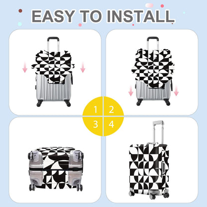 ANNA QUEEN Geometric Minimalist Luggage Cover, Suitcase Protector with Modern Abstract Pattern, Stretchable, Washable Travel Cover for 32-34 Inch Luggage