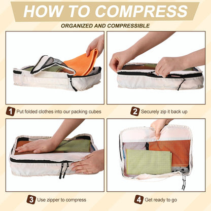 5 Pcs Packing Cubes for Suitcase Large Travel Cubes Carry on Luggage Organizer Bags for Clothes Accessories(Mixed,Khaki)