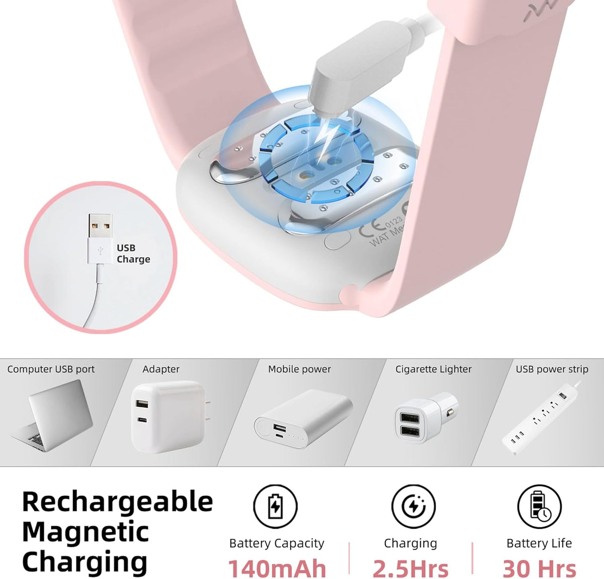 EmeTerm Fashion FDA-Cleared Relieve Nausea Electrode Stimulator Morning Sickness Motion Travel Sickness Vomit Relief Rechargeable No Gel Drug Free Wrist Bands Without Side Effects