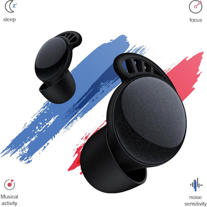 45dB Earplugs for Sleeping,Noise Cancelling Ear Plugs with 8 Pairs Ear Tips, Reusable Hearing Protection Noise Reduction Earplugs Suitable for Concerts,Travel,Work Fit Black