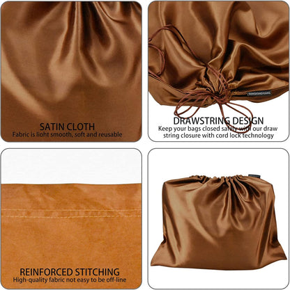 6 Pack Dust Bags for Handbags Silk Dust Cover Bag for Handbags Purses Shoes Boots, Silk Dustproof Drawstring Bag Travel Storage Pouch (Brown, 19.6 × 15.7 in)