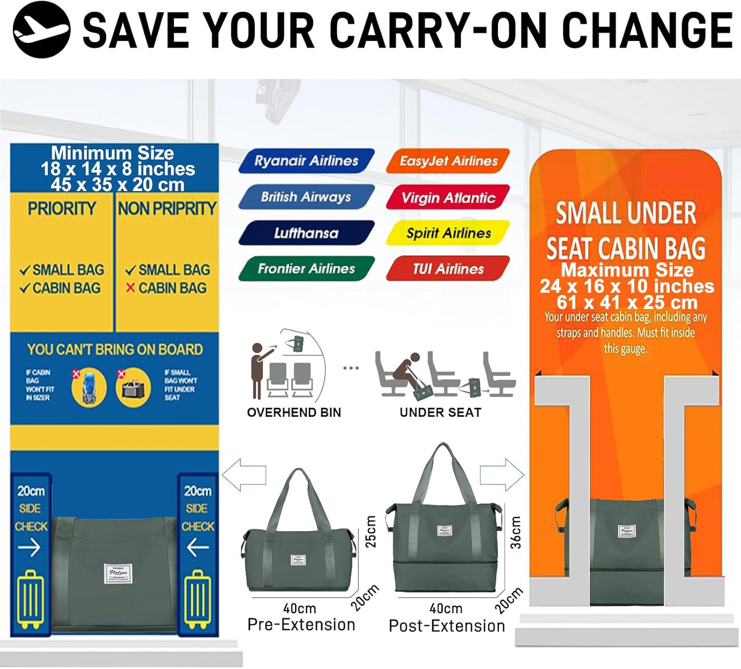 Travel Duffel Bag, Sports Tote Gym Bag, Shoulder Weekender Overnight Bag for Women