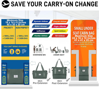 Travel Duffel Bag, Sports Tote Gym Bag, Shoulder Weekender Overnight Bag for Women