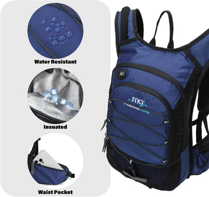 15L Insulated Hydration Backpack Pack with 2L Water Bladder Lightweight Hiking Backpack Bag for Women Men Daypack for Hiking Running Festival Camping Biking