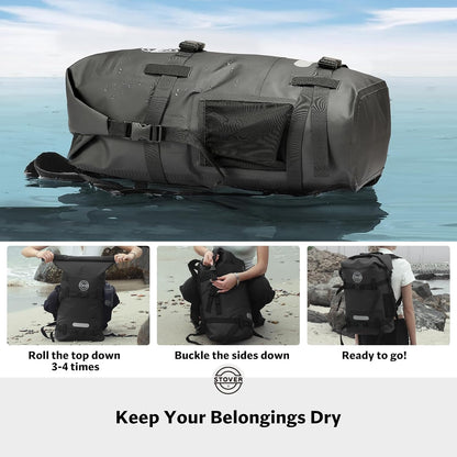 STOVER 5/10/25/30/40/55L Waterproof Backpack- Floating Dry Bag for Kayaking, Travel, Beach, Hiking, & Camping, Men/Women