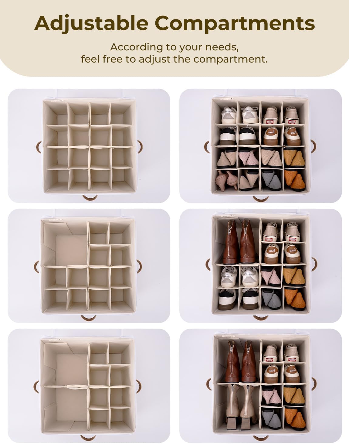 StorageWorks Shoe Organizer for Closet, Fits up to 16 Pairs, Shoe Cubby Storage Containers with Adjustable Dividers and Clear Cover, Green & White