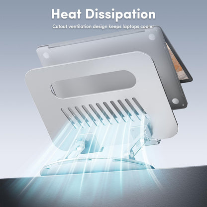 Lifelong Adjustable Laptop Stand with 360° Rotating Base, Ergonomic Computer Stand for Desk, Foldable & Portable Laptop Riser Holder Fits All MacBook, Laptops 10-16 Inches, Silver