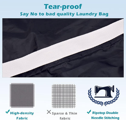 Heavy Duty Laundry Bag 2 Pack XL Nylon Laundry Bags with Straps, Washable Large Dirty Clothes Organizer with Drawstring Closure, Travel Washing Bag Fit a Laundry Hamper or Basket