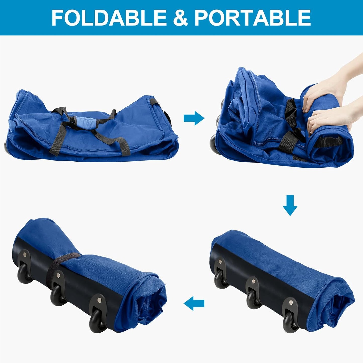 Finnhomy 120L Foldable Rolling Duffel Bag with 3 Wheels, Light Weight Travel Duffel bag with Large Loading Capacity, 32 inch Rolling Duffel bag with Shoulder Strap for Travel Camping Sports