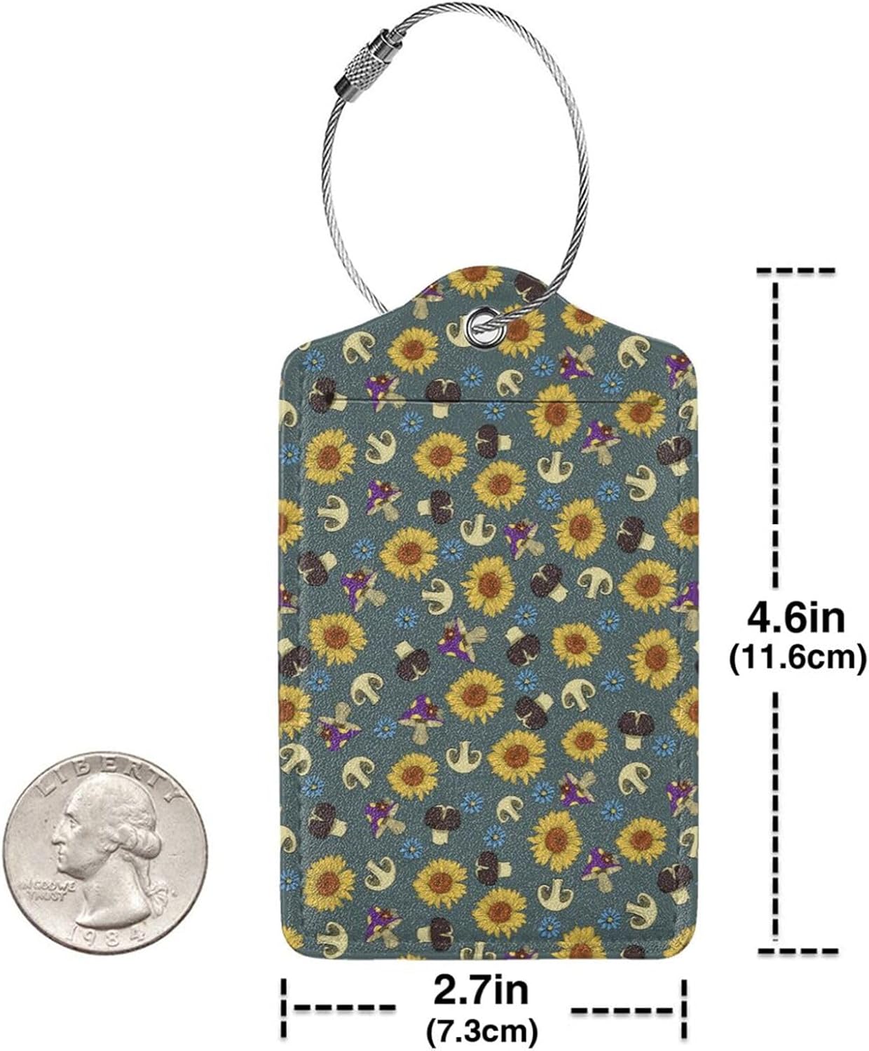 Sewant Mushrooms Leather Luggage Tag with Stainless Steel Ring, Fun Name Id Card Cover Travel Bag Tag Set, Suitable for Travel Bag Luggage Women Men 2 PCS