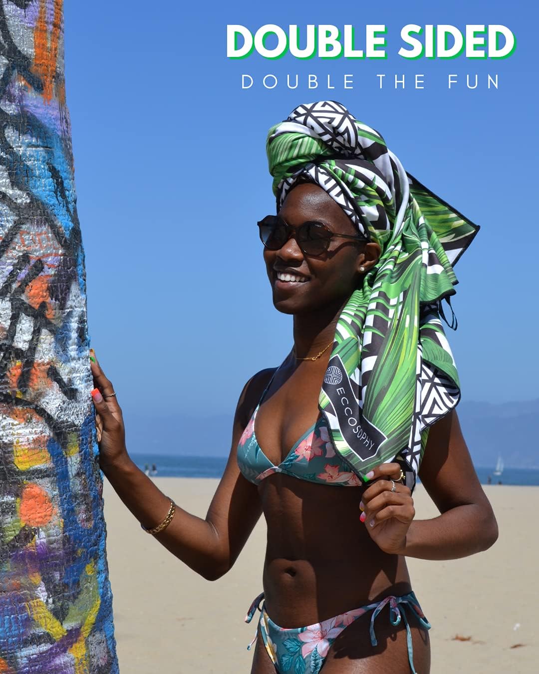 ECCOSOPHY Microfiber Beach Towel - Sand Free Towels are Quick Dry, Light Weight, Super Absorbent - Perfect Pool, Travel, Cruise, Camping Essentials - Oversized Extra Large for Adults 71x35 in