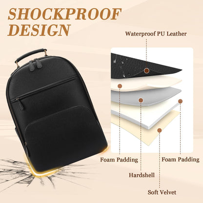 Camera Backpack Classic PU Leather for DSLR, Professional Camera Bag for Photographers with 15 Inch Laptop Compartment Large 20L