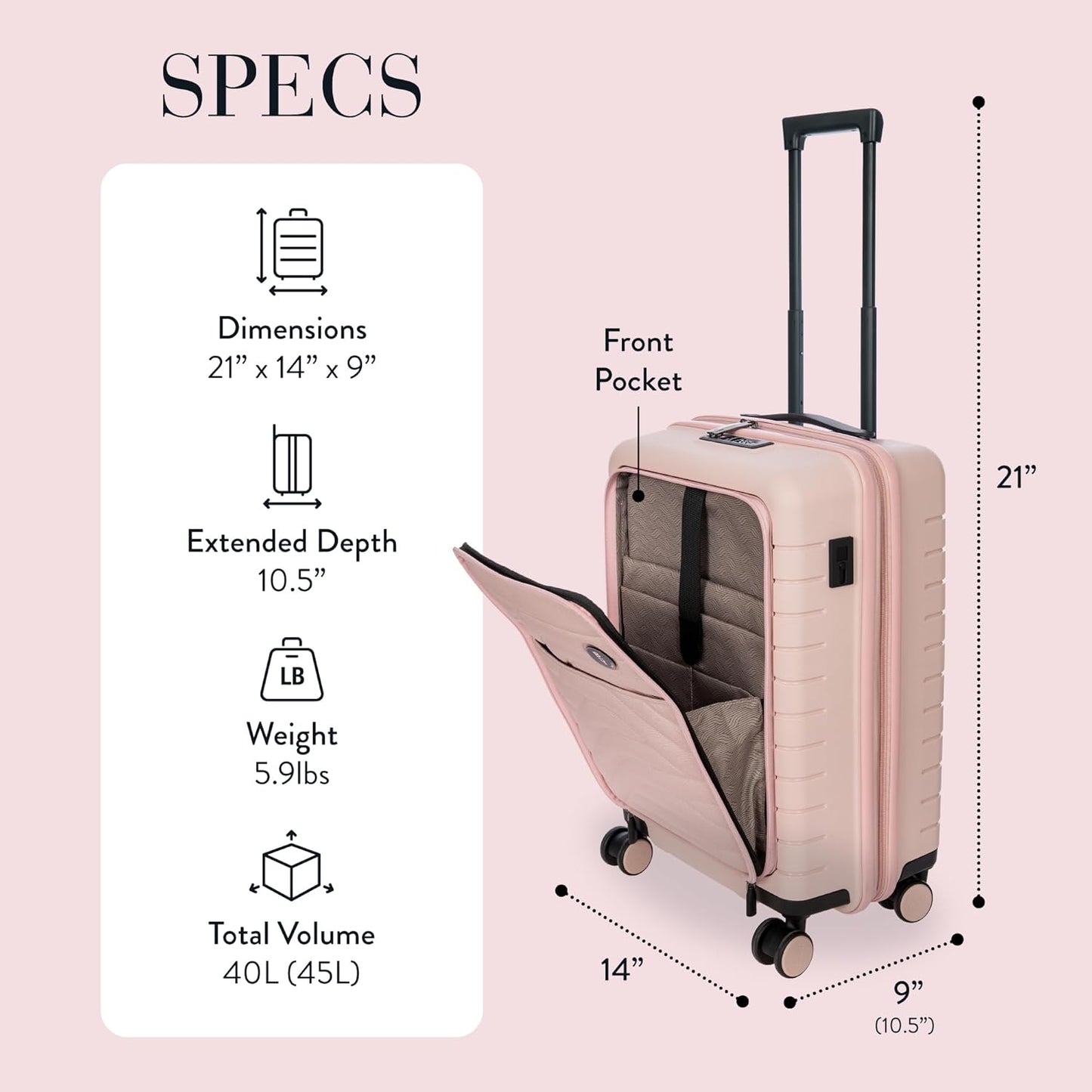 Bric's B|Y Ulisse Spinner Suitcase - 21 Inch Carry-On Luggage - Hard Exterior and TSA-Approved Lock - Rosa Perla