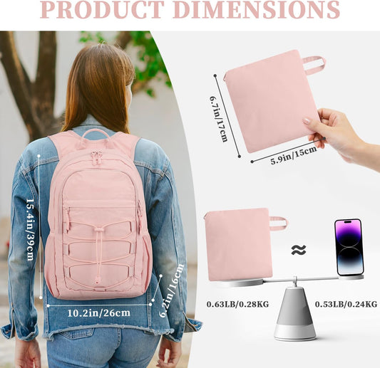 ZOMFELT Hiking Backpack for Women Men, 15L Lightweight Packable Backpack for Trip, Water Resistant Small Travel Backpacks, Foldable daypack for Hiking, Walking, Cycling, Camping, Pink