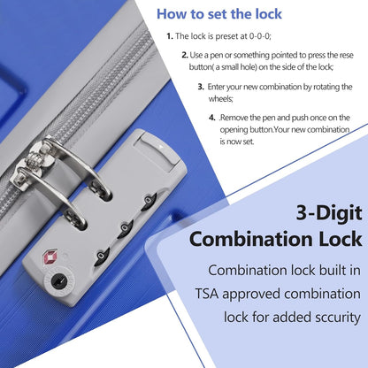 Merax Luggage Set 3 Piece, 20 Inch Carry on Spinner Suitcase with Corner Guards, Lightweight Durable, Airline Approved for Business or Weekend Travel