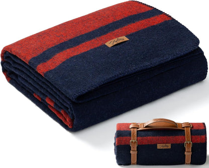 100% Wool Blanket, 62" x 86", Warm, Thick, Washable, Military Wool Blanket, Great for Camping, Outdoors, Sporting Events, Survival Kits