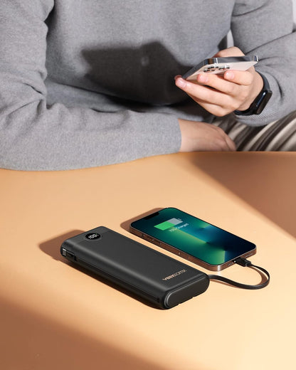 VEEKTOMX Portable Charger with Built-in Cables 30000mAh Power Bank for iPhone 22.5W Fast Charging USB C Battery Pack Travel Essentials Powerbank Compatible with iPhone, Android, etc(1 Pack)