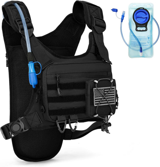 Hydration Vest（The design patent has been granted ）with 2L Water Bladder for Men and Women,Lightweight Adjustable Hydration Backpack,Reflective Running Hydration Chest Bag for Hiking Climbing Cycling