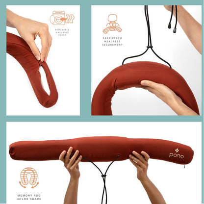 Pono Neck Cradle Travel Pillow: Memory Foam, Ergonomic 360° Adjustable Support, Prevents Neck Pain/Head Nods. Infinity Shape Fits All Adults. Foldable Design for Easy Portability (Ocean Mist)