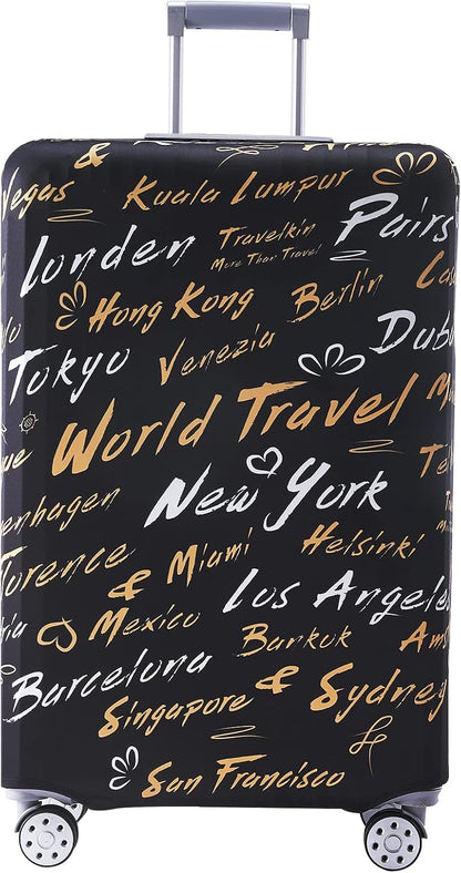 Travelkin Luggage Covers For Suitcase Tsa Approved,Suitcase Cover Protector Fit 18-32 Inch Luggage (World City, XL)